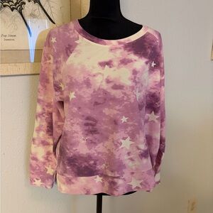 Wildfox Purple and White Star Tie Dye Sweatshirt Size XL